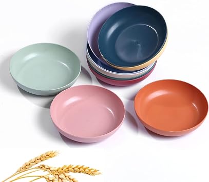 Wheat Straw Cereal Plates 10 Pack 5.6 Inch Plastic Dinner Plate Set