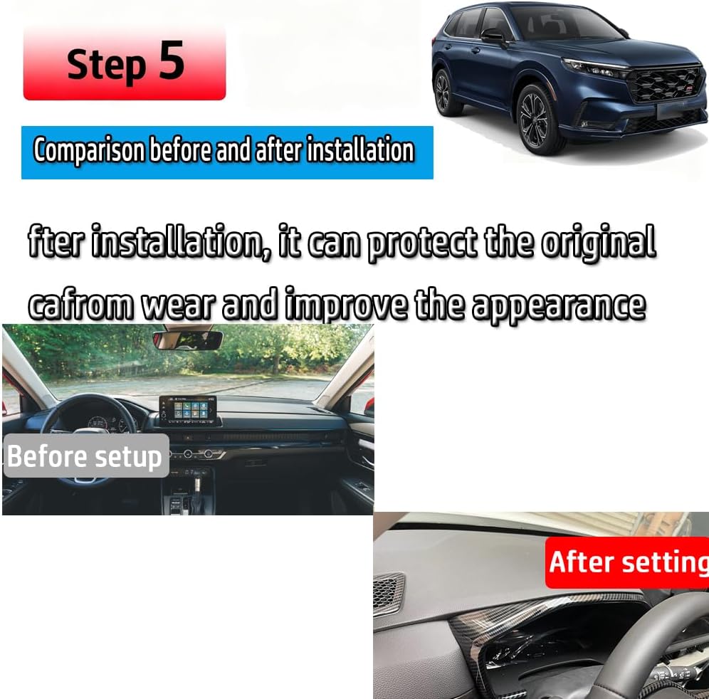 Dashboard Trim Panel for CRV 2023 2024 2025 2026 Glossy Black Interior Dashboard Frame Decoration Sticker, AC Vent Bezel CRV Accessories