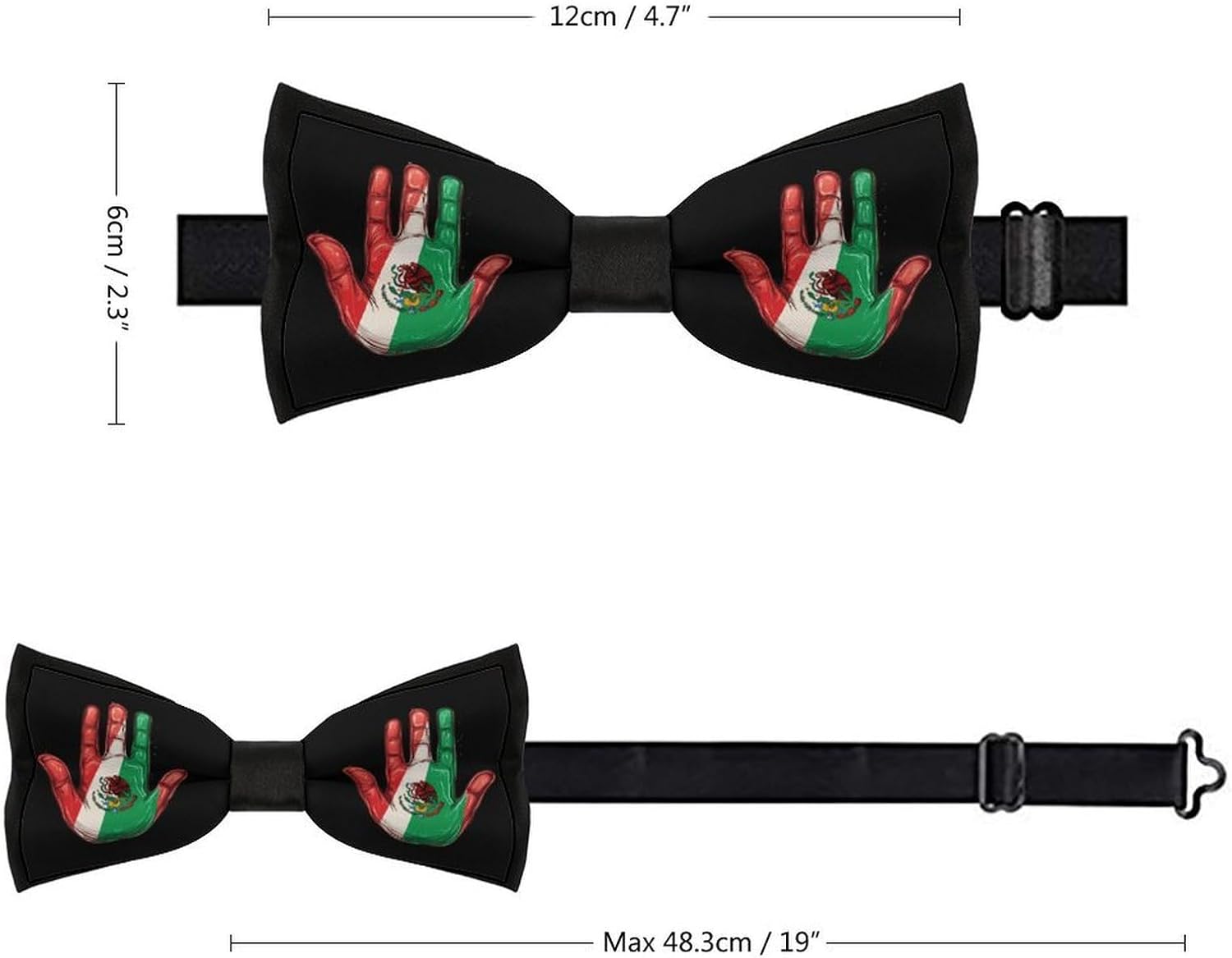 Mexico Flag Palm Bow Ties for Men Fun Printed Pre Tied Adjustable Bowtie for Party Wedding