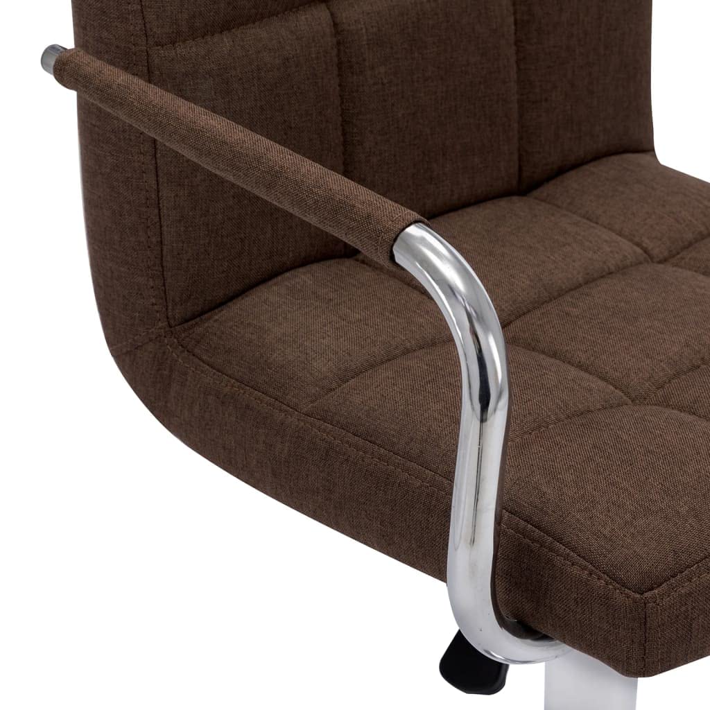 Taboret barowy brązowy materiał z chromowaną ramą stalową, regulacja wysokości i obracany o 360 stopni, tapicerowany stołek barowy do kuchni, lady lub baru, wygodny taboret do siedzenia z
