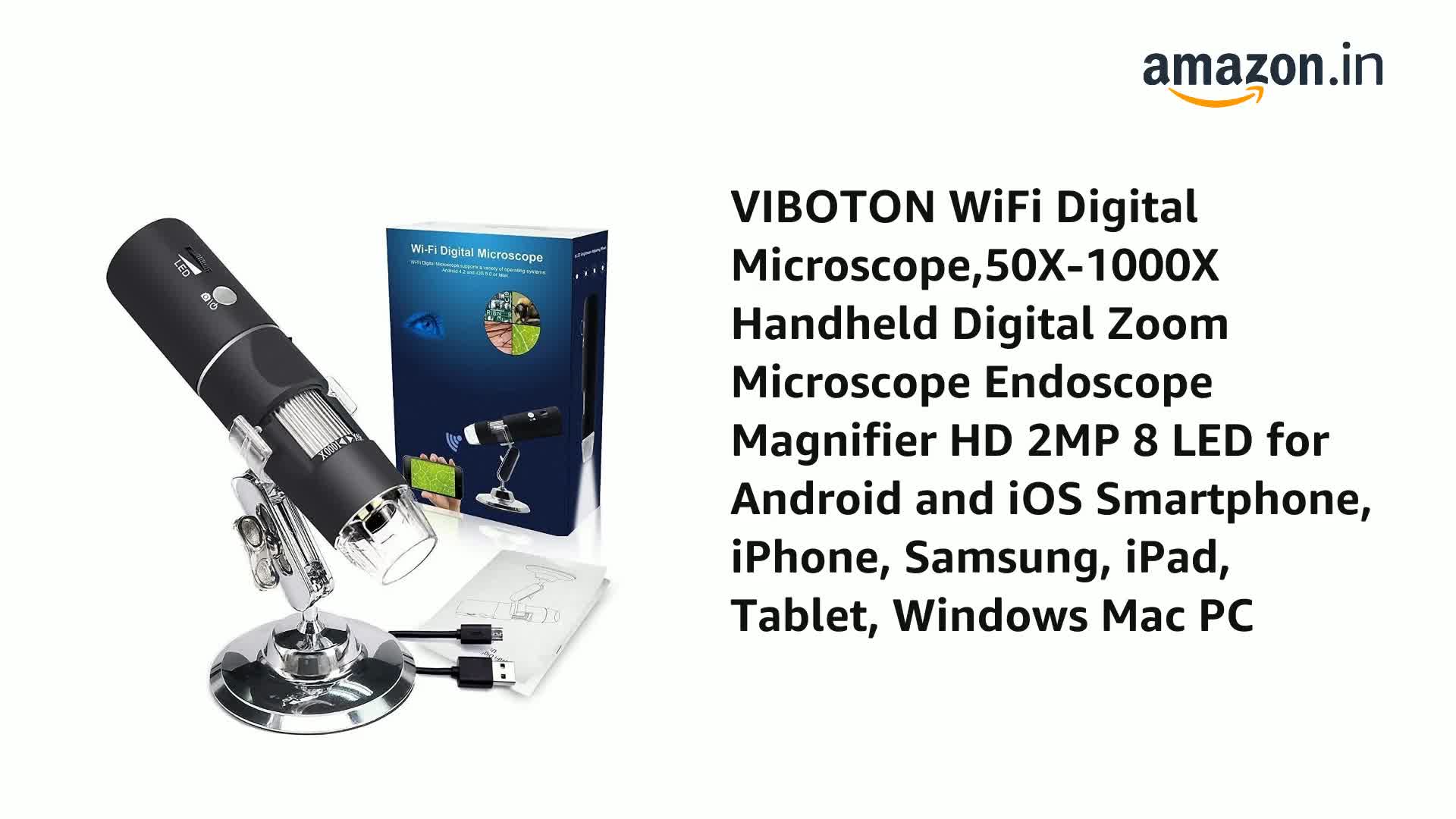 VIBOTON WiFi Digital Microscope 50X-1000X Handheld