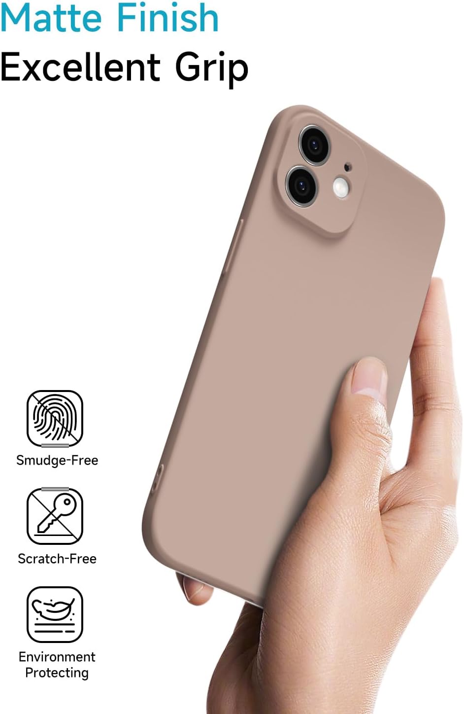 oakxco for iPhone 12 mini Case Silicone, Ultra Slim Thin Phone Case for Women Girls, Plain Solid Color Minimalist Aesthetic Cute Girly Design, Soft Rubber Gel TPU with Camera Cover, Brown Fall image 5
