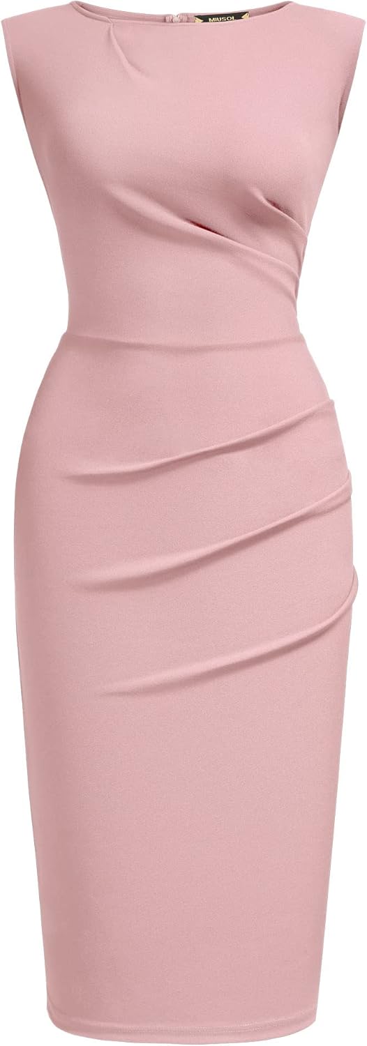 Miusol Women's Retro Ruffle Style Slim Work Pencil Dress - Image 4