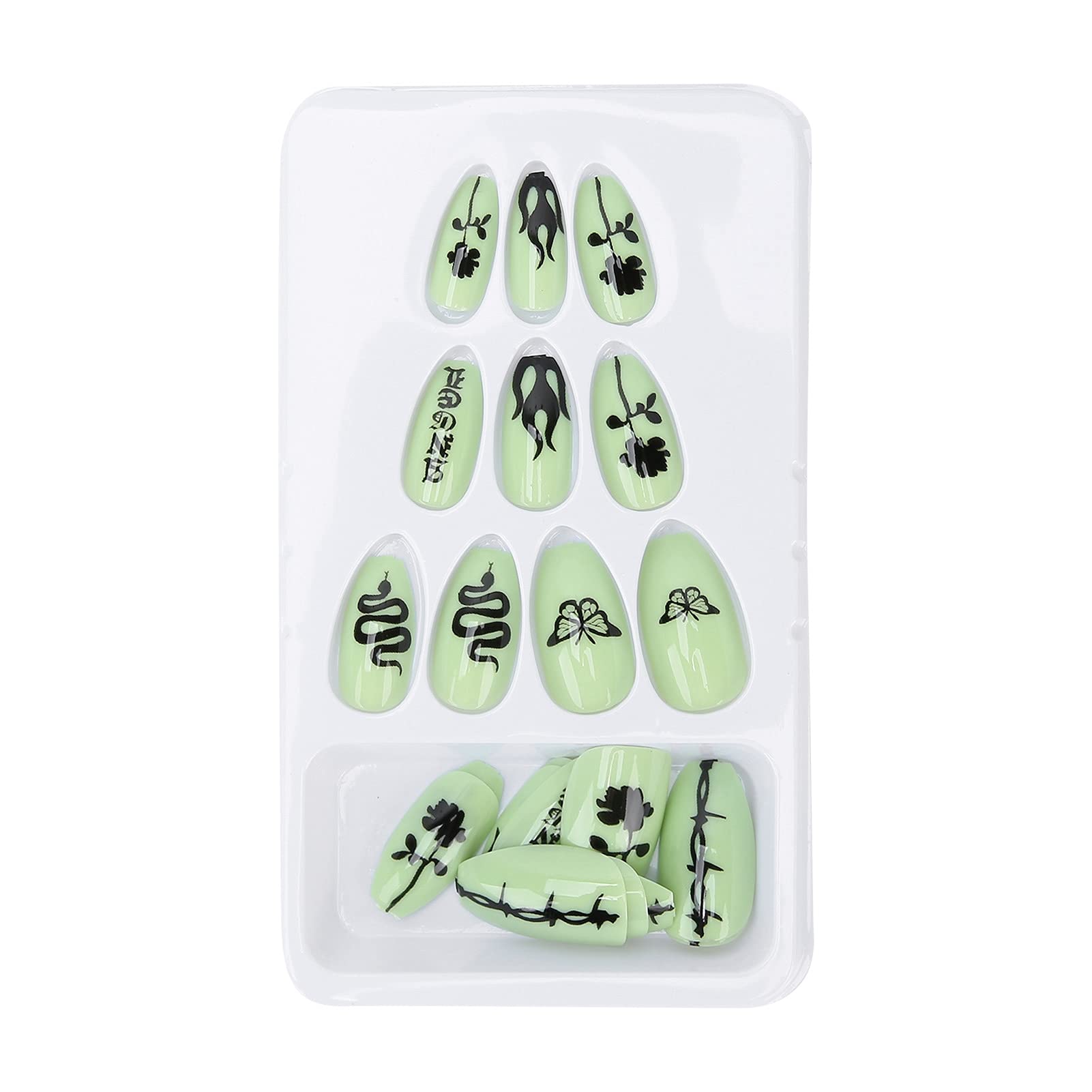 Meiyya Purchase False Color Nails, Fashionable Appearance Unique Design Long Press Fake Nails for Weddings(N10)