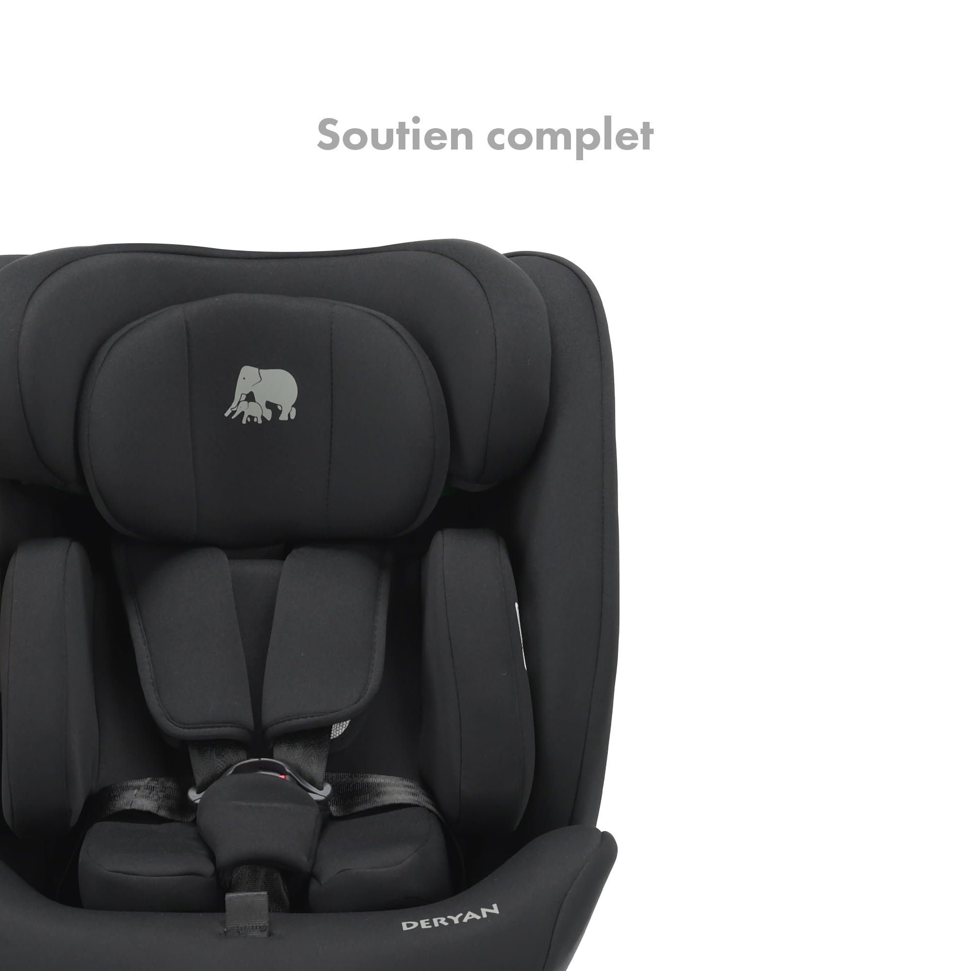 Deryan Clyde Siège auto bébé, I-SIZE 40-150 cm, 0 à 36 kg évolutif, dès la naissance et jusqu'à 12 ans environ, Groupe 0/+/1/2/3, RWF, FWF, Protections latérales (Noir)