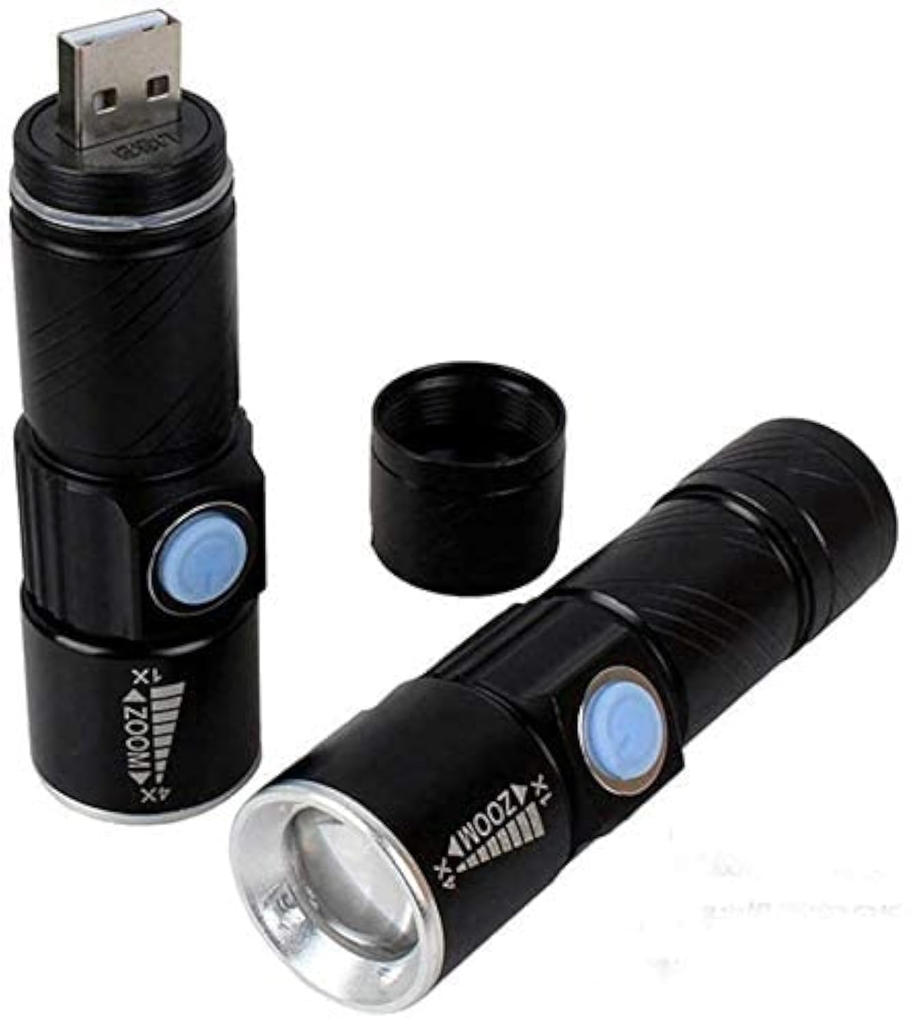 Plastic Mini Led Flashlight Rechargeable 350 Lumen, Focus Zoom Torch Light (Pocket Size) With 3 Modes Adjustable For Emergency And Activities Edc (1 Pc), 350 Lumen