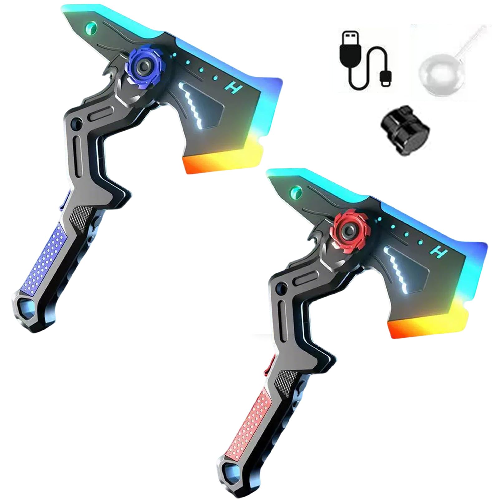 2-in-1 Deformable Mechanical Sword Axe, Interstellar Spark Battle Blade with LED Light-up Blades & Spray Mist Sound Effects, Transformable Light Up Axe Sword Toy Creative Cosplay Prop for Boys (2pcs)