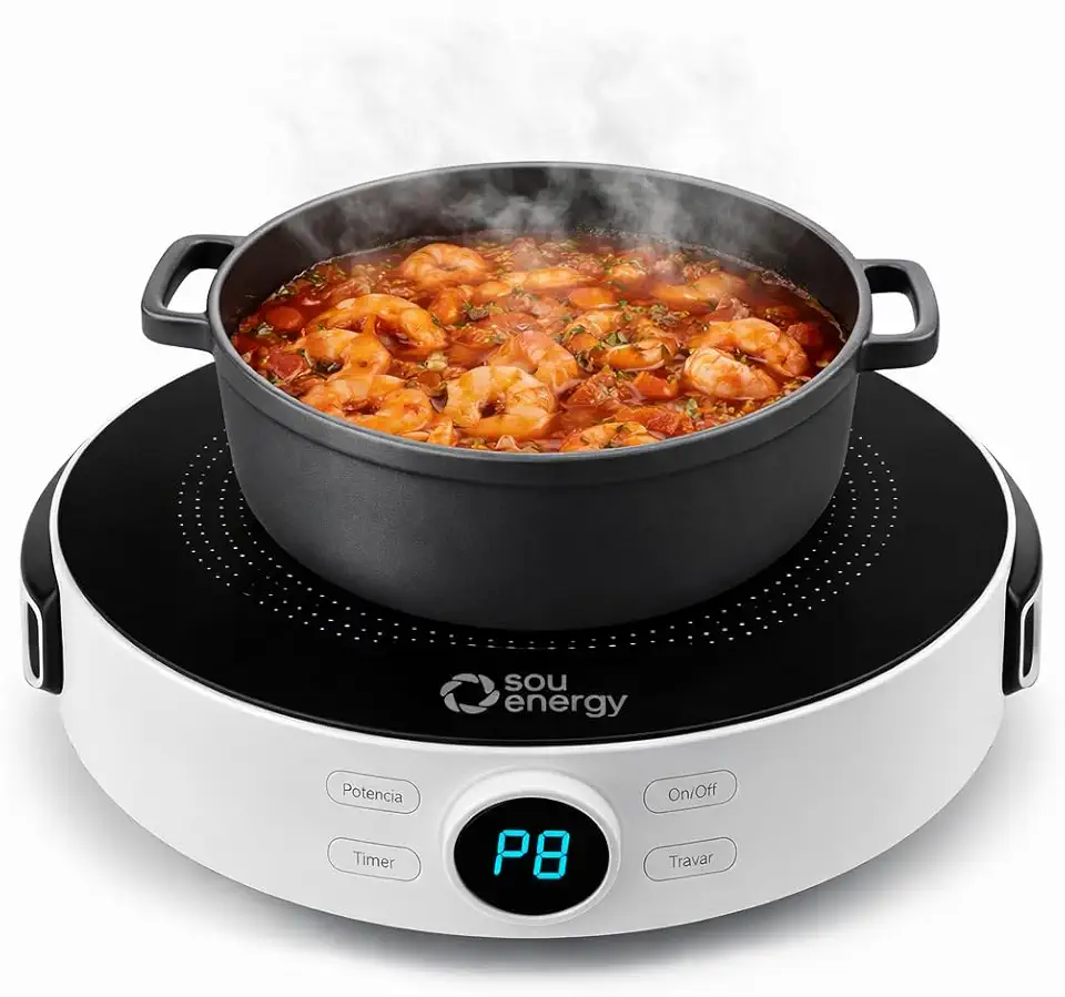 Fogão Cooktop Indução Portátil 1 Boca 2000W Bivolt Sou Energy - Fogão Elétrico Mesa Digital + Timer