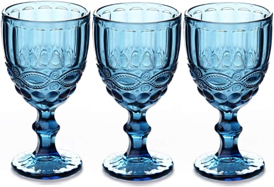 blue water goblets
