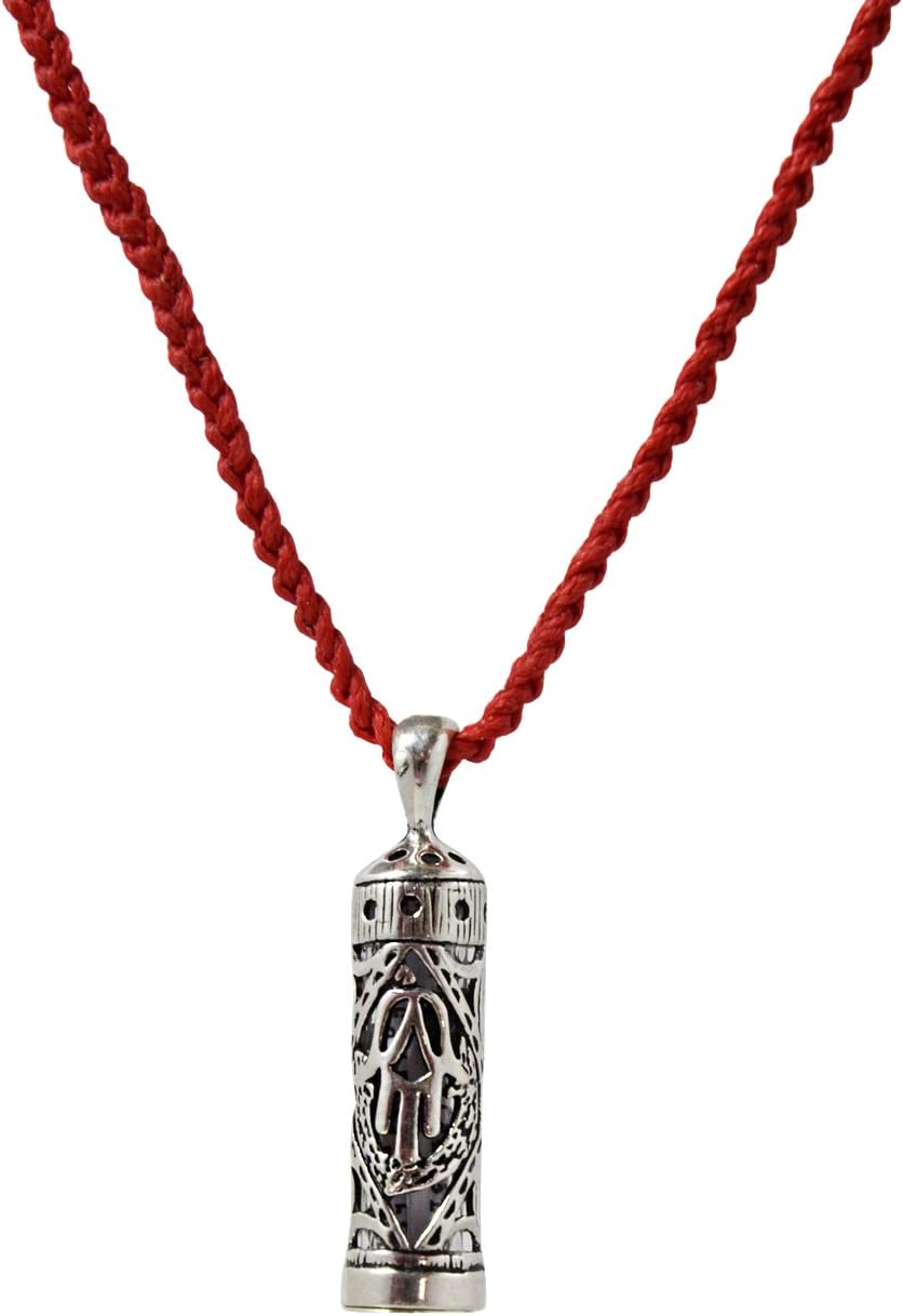 MIZZE Made for LuckJewelry Mezuzah Case Charm Necklace On Red Knit for Men