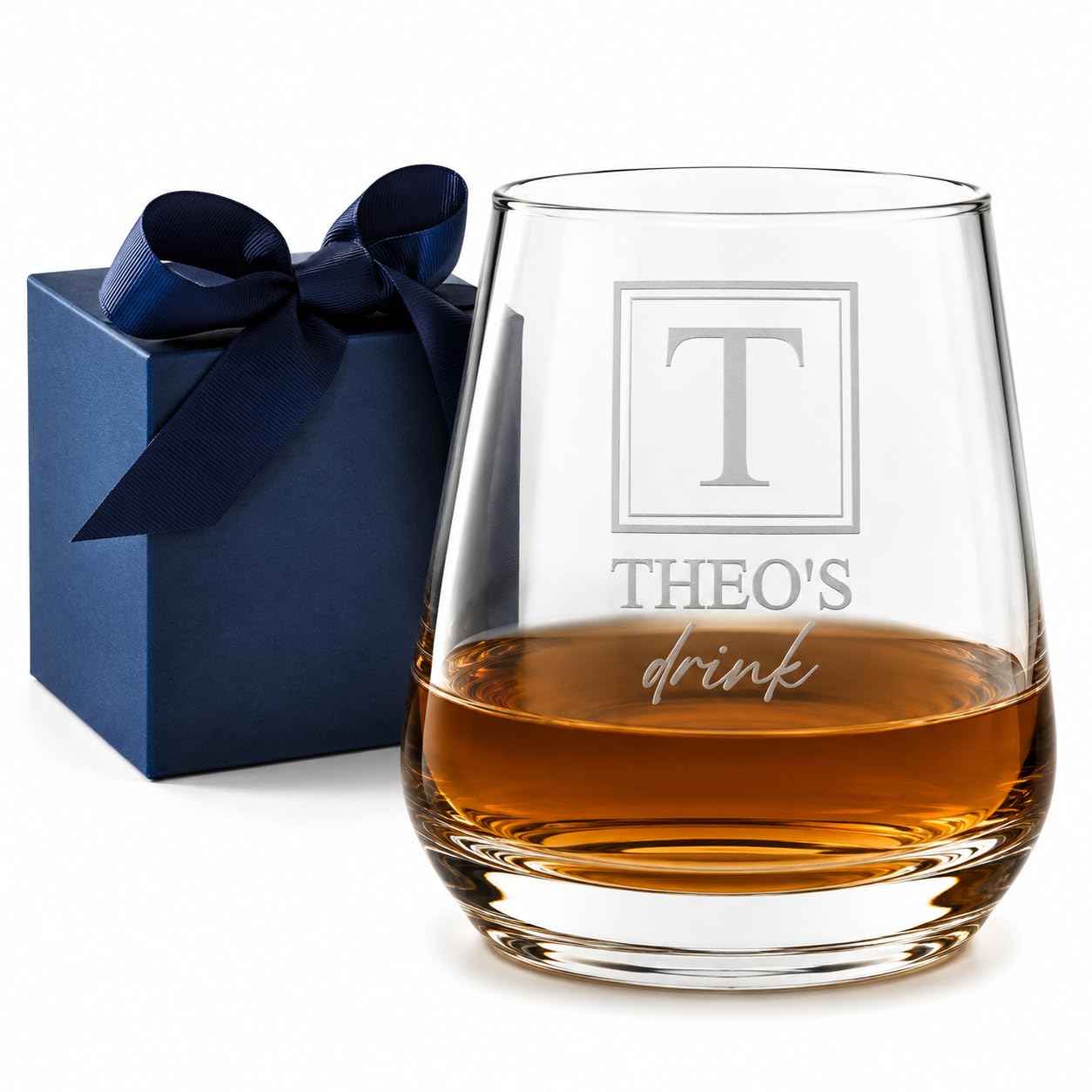 LETR Designs Personalised Engraved Whisky Glass | Custom Whiskey Tumbler Gift for Men | Initial and Name Laser | Engraved Scotch Bourbon Glass | Birthday, Father's Day, Retirement & Christmas Gift
