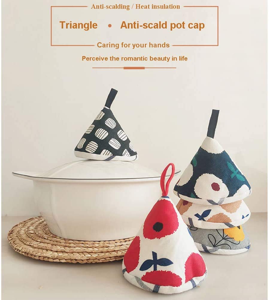 Paire De Gants De Four Mignons En Coton Triangle – 4,3 Pouces – Anti-Brûlure Pour Poignées Et Couvercles – Bleu Adorable