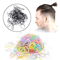 Vista 2 de 200 mini bandas de goma, lazos para el cabello súper elásticos para hombres y hombres, coleta de cabello de espalda cruzada, cabello de niños