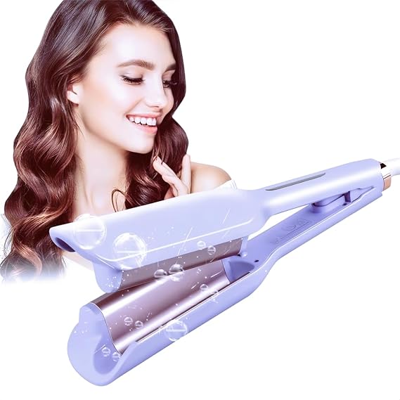 Double Barrel Curling Iron Hair Curler, 1.25 Inch (32mm) Hair Waver, 2 Barrel Wavy Curler Curling Wand, Beach Wave Hair Crimper Iron for Short Long Hair Dual Voltage