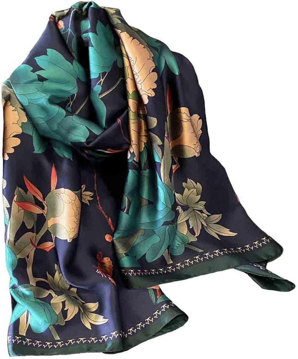 Acotavie Bufandas para mujer Bufandas elegantes de moda Bufanda larga con estampado floral | Chales ligeros con protector solar