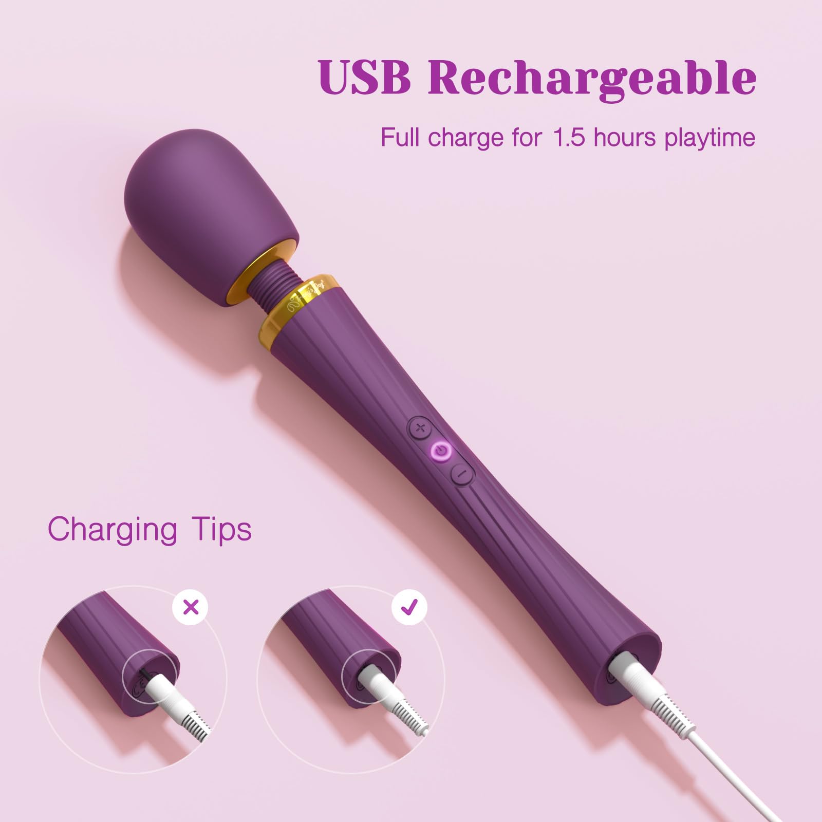 Tracy's Dog Wand Vibrator for Women- Powerful Cordless Full-Body Massager, Waterproof & Rechargeable, Clit Stimulator with 5 Modes & 3 Speeds, Adult Sex Toys for Solo & Couples, Erotic Massage, Hammer: Standard Imperial Purple