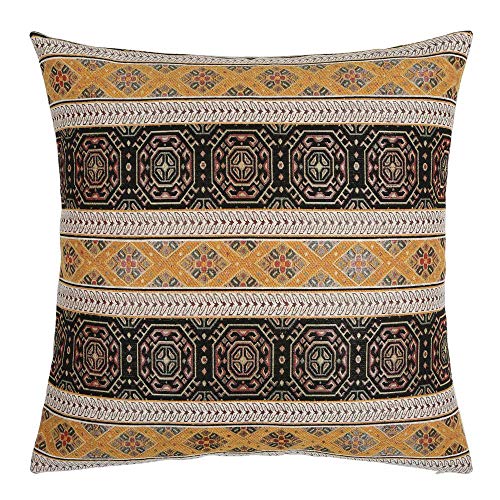Pillowerus Large 22 X 22 Inches Throw Pillow Covers Mustard Yellow And Black - Decorative Kilim Moroccan Pillows, Boho Room Decor For Couch, Bohemian Outdoor Case For Farmhouse, Ethnic Shams #TOP15