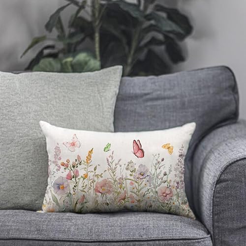 Miniatura 2 de Rguct Fundas de almohada de primavera de 12 x 20 pulgadas, diseño de flores de acuarela decorativas para verano, para decoración de sofá