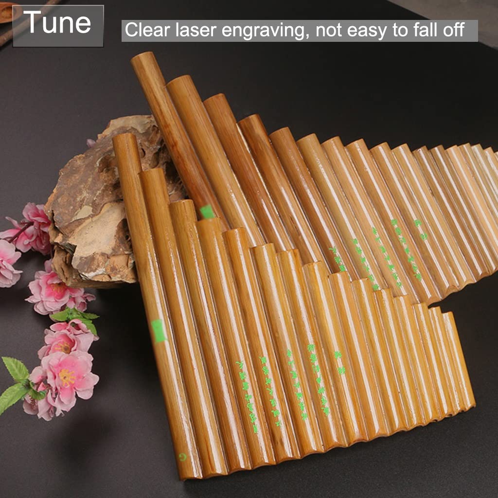 Flauto di Pan Professionale Flauto di Pan A Canne 15-22 per Esecuzioni Professionali, Pan Flute Dritto di bambù Amaro, Strumento Musicale Tradizionale Cinese (Color : 15 Tubes, Size : G Key)