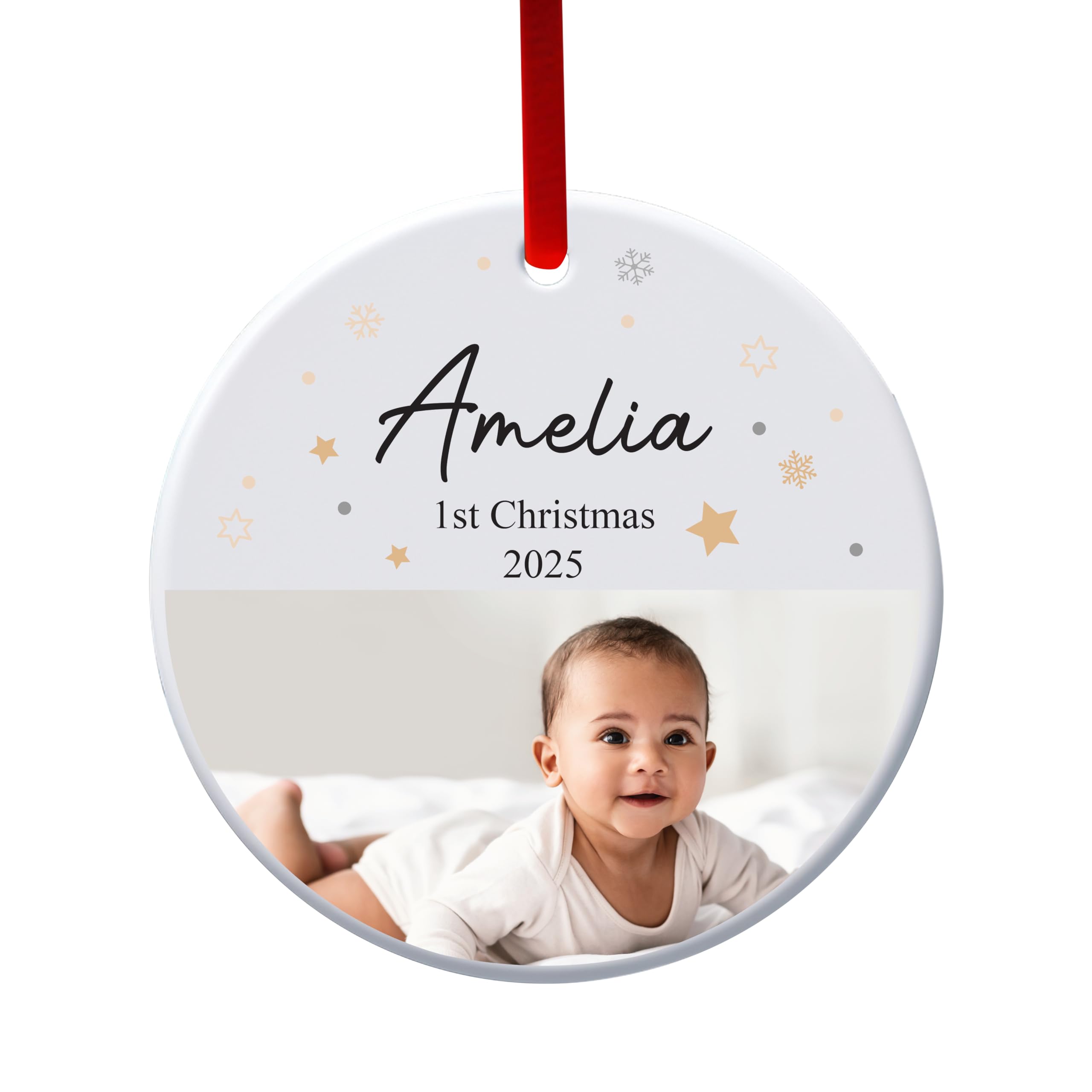 Star Online Baby 1St Xmas Personalised Babys First Christmas Bauble 1St Xmas Tree Decorations Custom Baby Name Ceramic Christmas Bauble Keepsake Xmas Present
