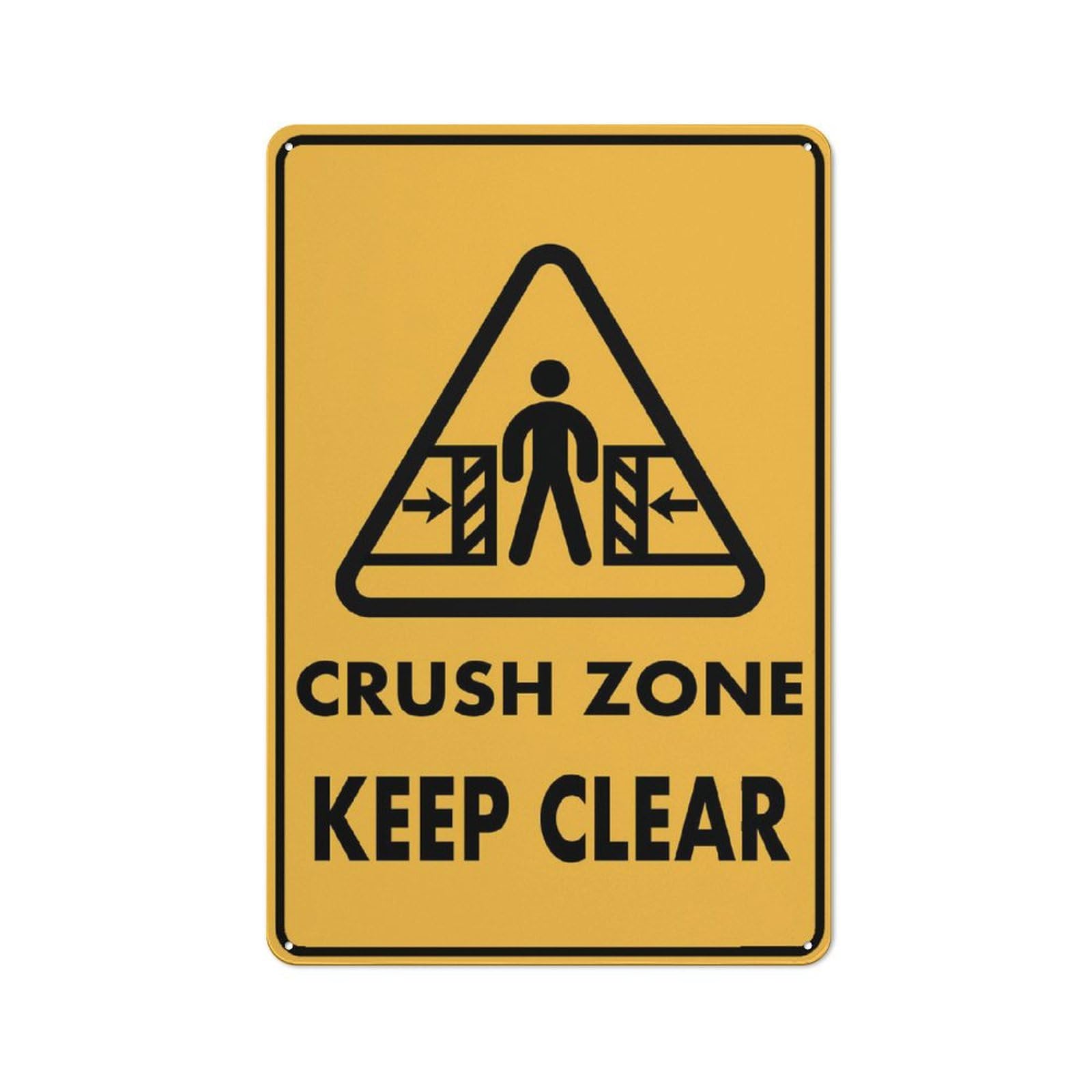 Crush Zone Keep Clear Sign 12”X8” Metal Signs Aluminum Sign Pre-Drilled Holes For Easy Mounting Indoor Or Outdoor Use For Fence Door Or Gate