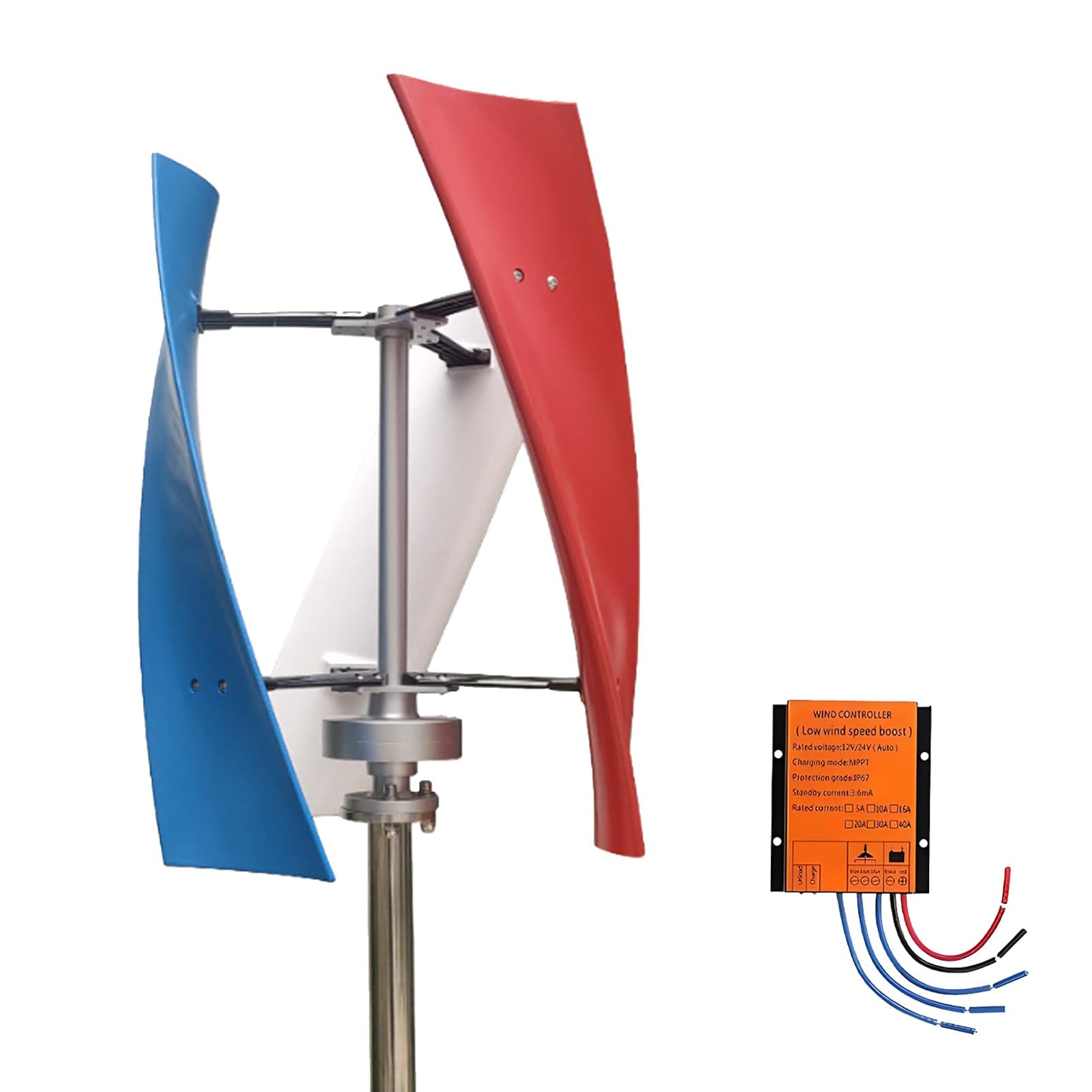 Ofyphth Wind Turbine Generator Kit, Vertical Axis Wind Turbine Generator Kit, Electricity Producer Equipment Home Power Energy Kit, Efficient Renewable Energy Solution for Home Use. B-12V