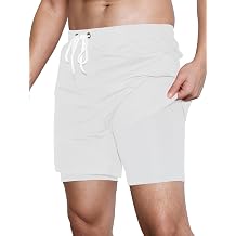 Mens Swim Trunks with Compression Liner Quick Dry 5 inch Inseam Beach Shorts Swimwear Board Shorts Bathing Suit
