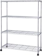 アイリスオーヤマ メタルラック 本体 スチールラック 幅120 4段 業務用 ステンレス スチール 棚 収納 4段 キャスター付き 防サビ加工 幅120×奥行46×高さ156cm ポール径25mm サビに強い 銀 本体 SE-1215