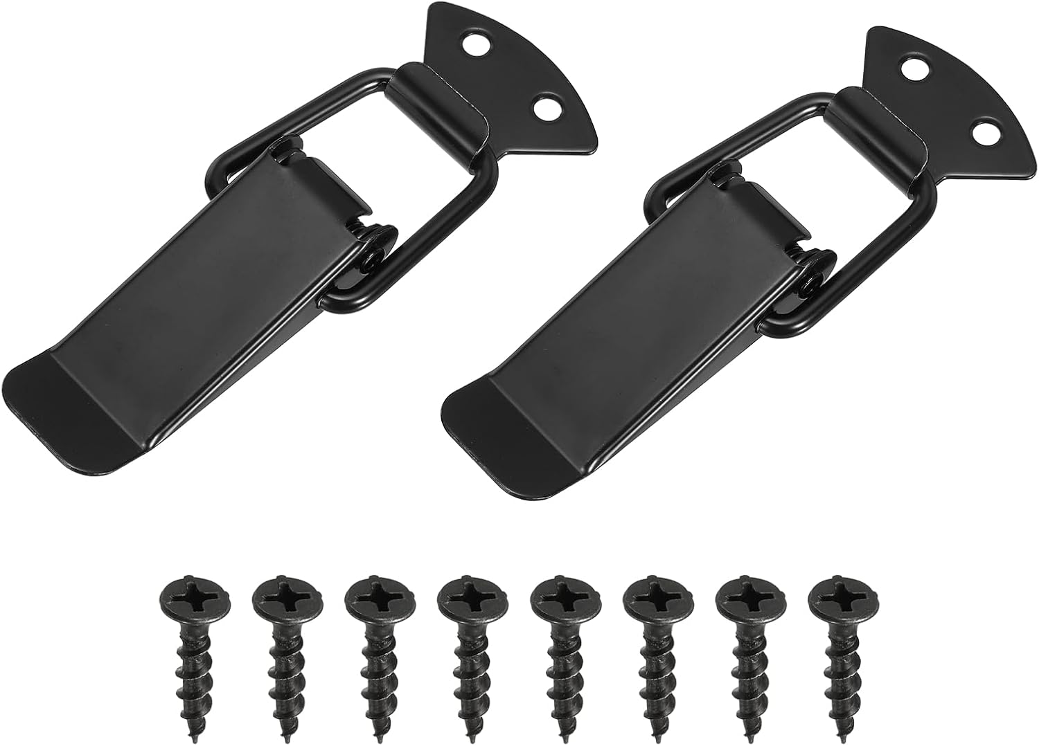 PATIKIL 2Pcs Spring Loaded Toggle Latch, (3.54" x 1.38", Black) Heavy Duty Alloy Steel Clasp Buckle Latch with Screws, Suit for Tool Box/Wooden Case/Aviation Case