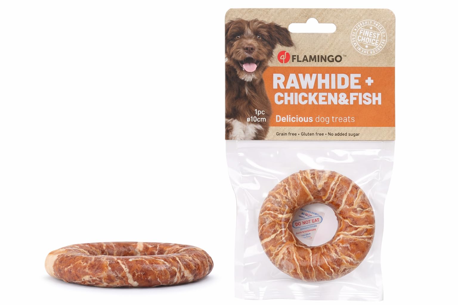 snack per cani - bastoncini per cani - R'Hide anello con pollo e merluzzo - 90 g - Ø 10 cm - senza glutine - senza cereali - senza zuccheri aggiunti