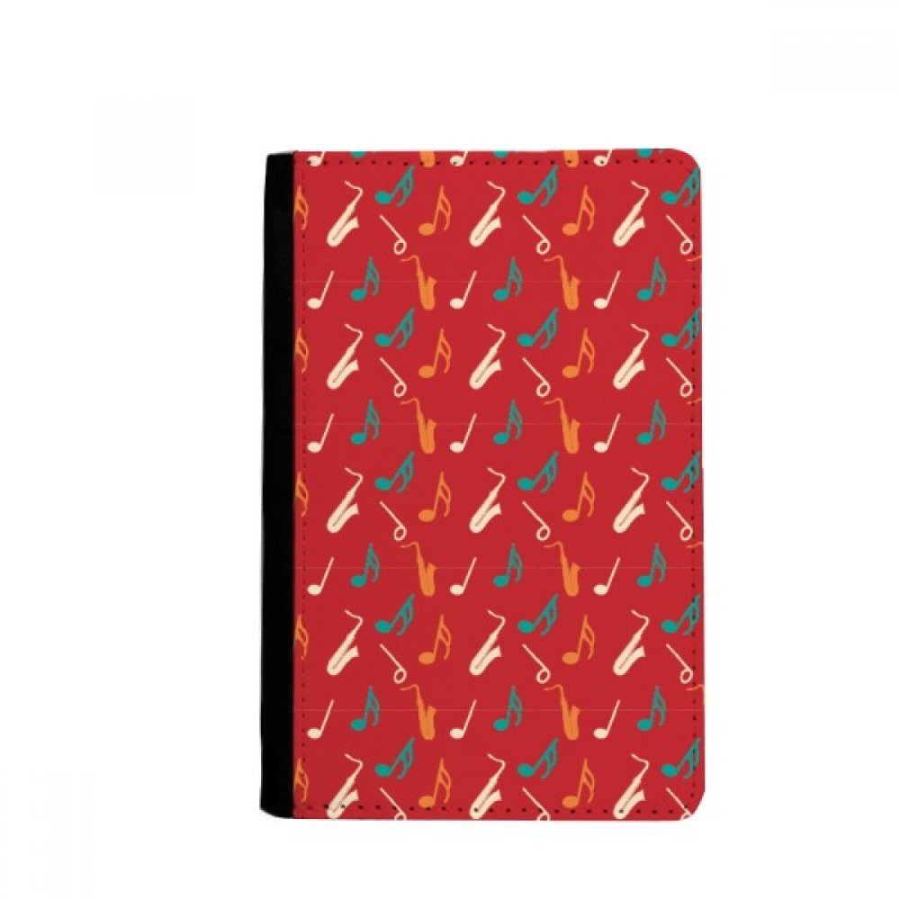 Red Saxophone Music Notes Passport Holder Notecase Burse Wallet Cover Card Purse