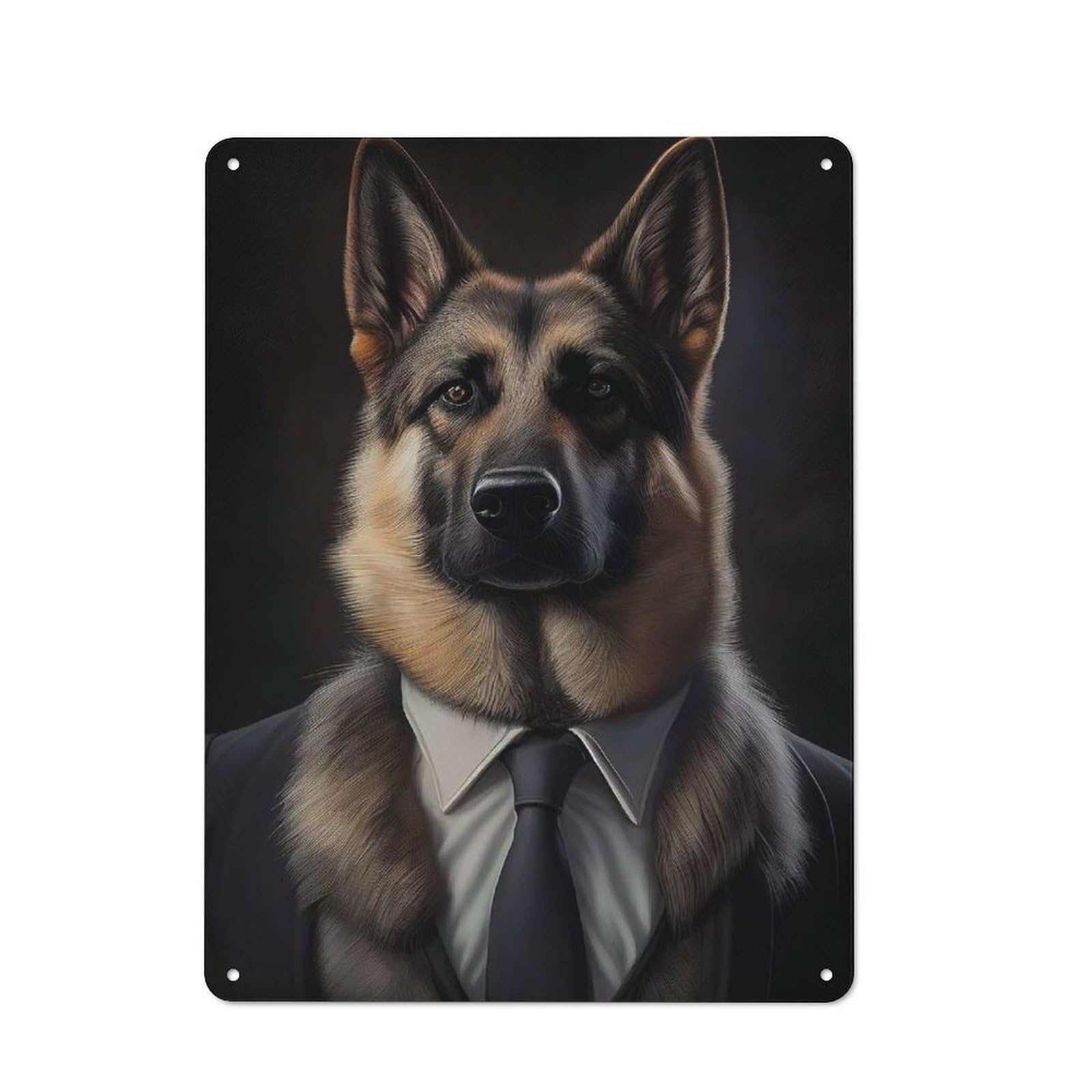 Junmoney German Shepherd Dog Suit Cottage Style Metal Wall Decor 40X30cm, Farmhouse Metal Sign For Kitchen, Cottage, Porch Or Garden Room