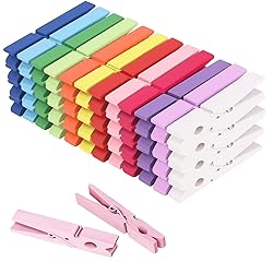 WAENLIR Colored Clothes pins 12 Color 2.9inch 50PCS, Colorful ClothesPins Wooden Clips for Photos Pictures Decorative Crafts, Decoration clothespins Clothing Hanging clothespins