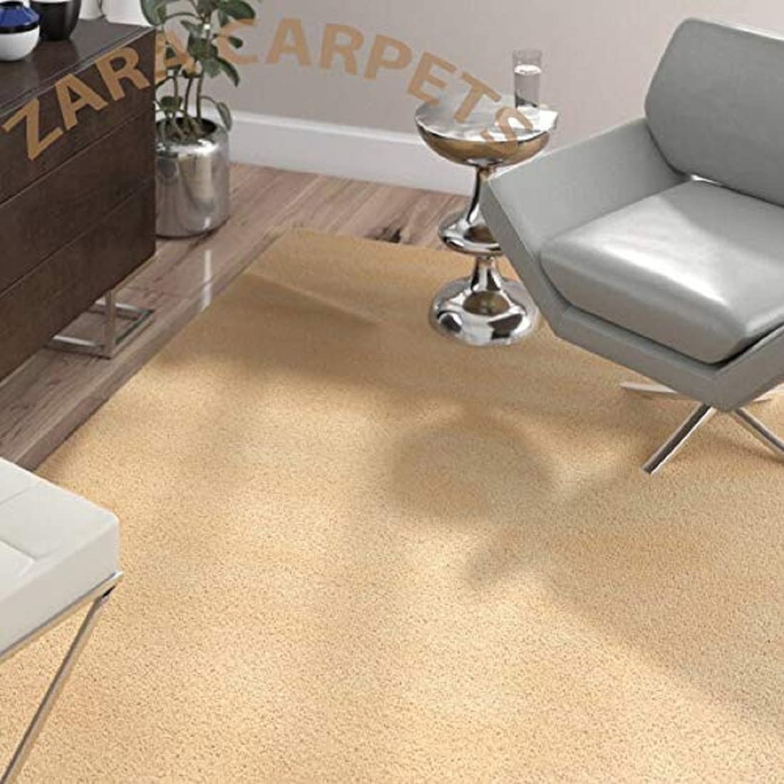 ZARACARPETS; 'can Change The Floor Solid Plain Exported Quality Hand Made Carpets and Rug Size 9 Feet by 12 Feet (9x12 feet) Gold