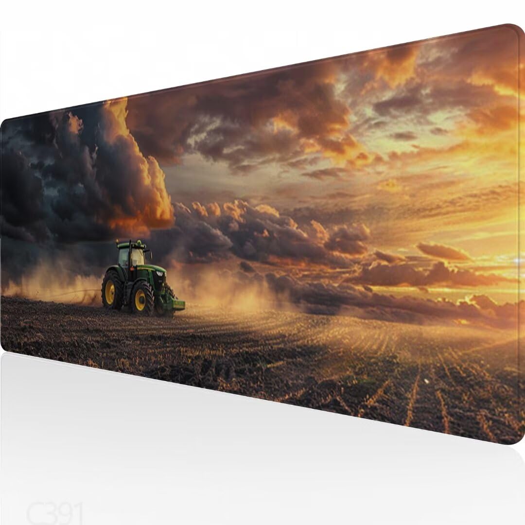 Gaming Tapis de Souris Tracteur, Grand Tapis de Souris XXL 900 x 400 x 3 mm, Ferme Tapis Souris pour Clavier et Bureau, avec Bords Surpiqués et Dos Antidérapant, for Clavier Souris Gaming Accessoire