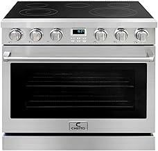 CHETTO C 36-inch Electric Range Oven with 5 Cooktop Freestanding Stove 6.0 cu. ft. Large Capacity Stainless Steel