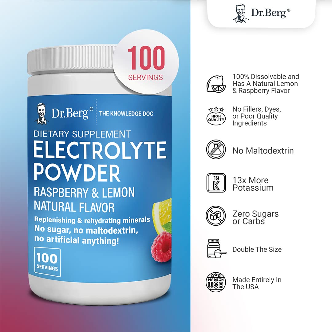 Buy Dr. Berg's Electrolyte Powder, Raspberry & Lemon Natural Flavor