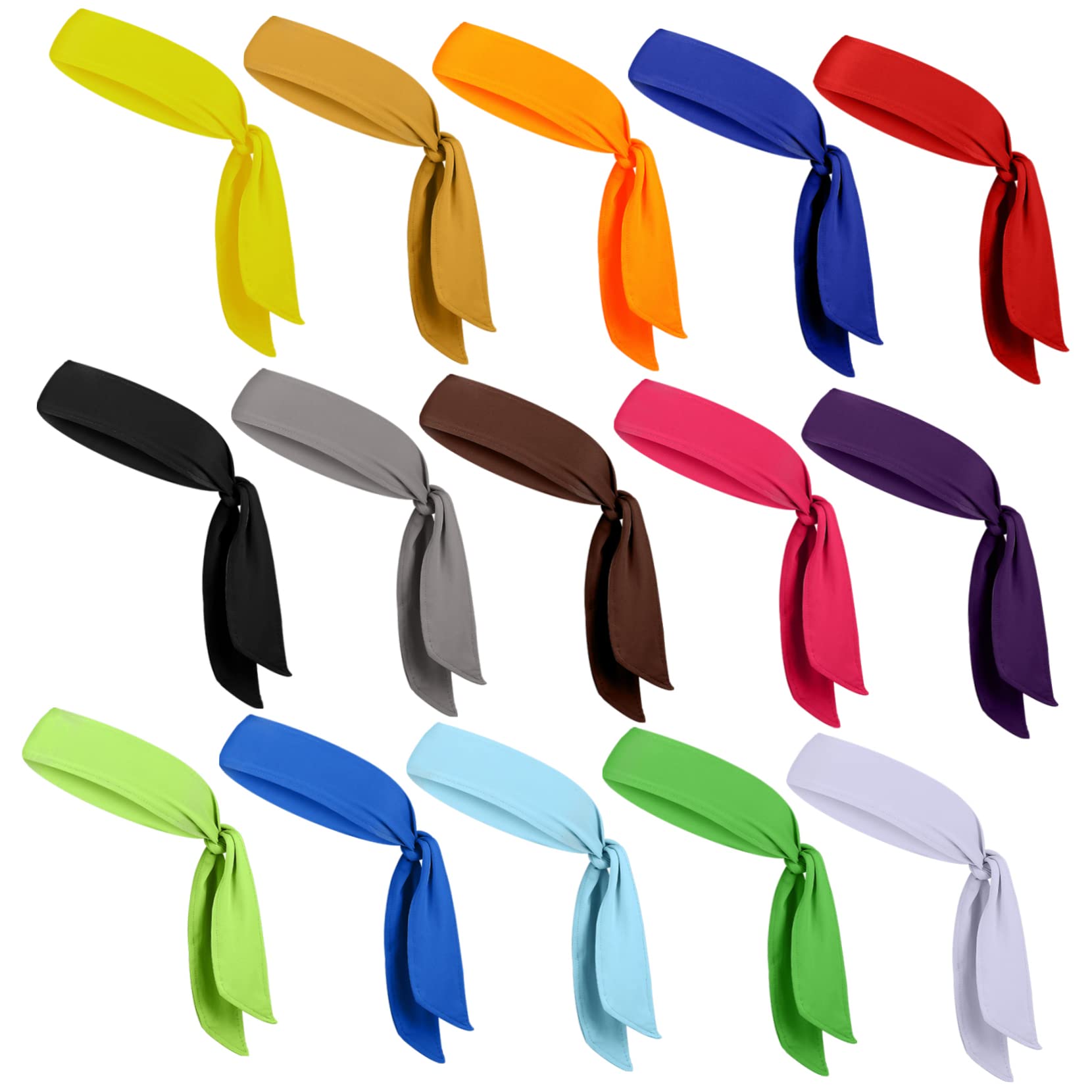 Didiseaon Fasce Sportive Assorbenti 15 Pezzi, Bandana per Chioma Elastiche in Poliestere e Spandex, Leggere e Confortevoli per Fitness e Allenamento