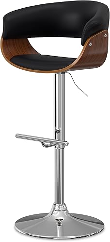 Miniatura 20 de SIMPLIHOME Lowell Taburete de bar giratorio ajustable, silla tapizada de metal de 33 pulgadas de altura del asiento en tela de aspecto de lino gris