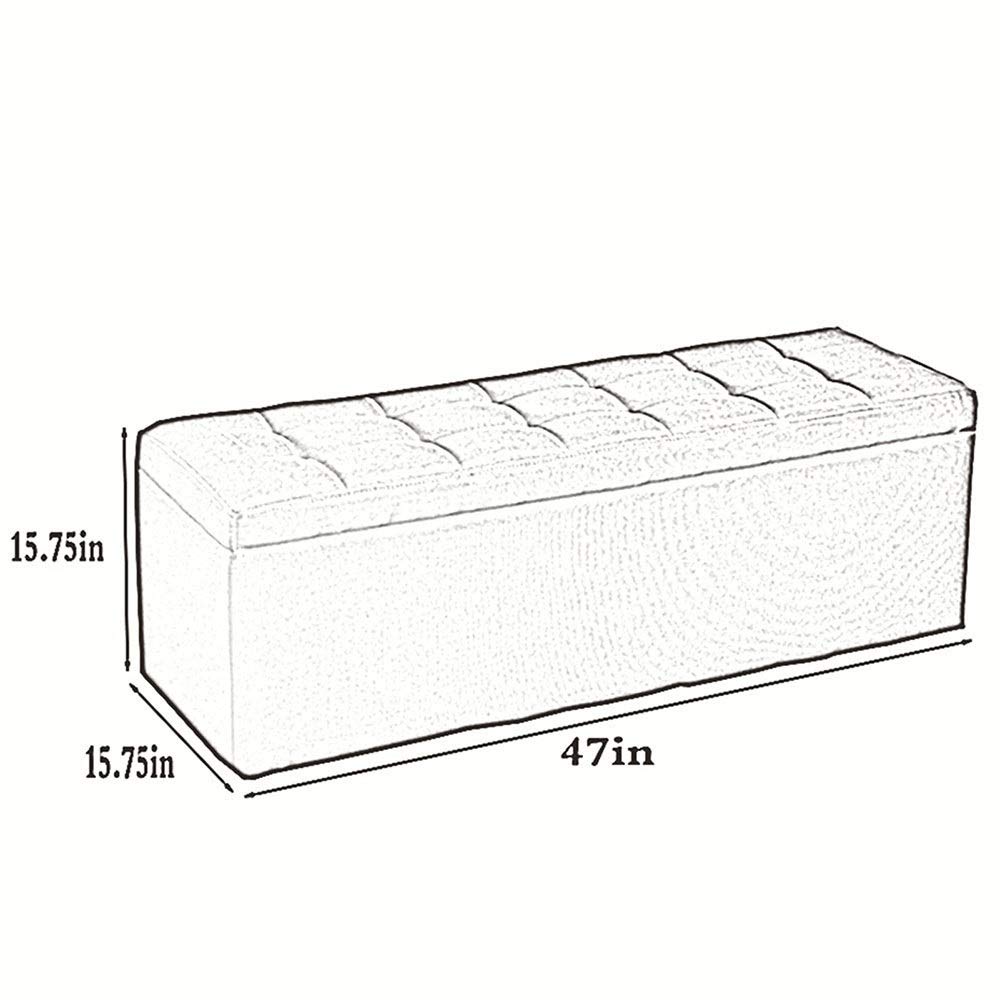 Pouf poggiapiedi Contenitore in Tessuto Pouf Imbottito Pouf di Grande capacità capacità di carico 150 kg 47x15,75x15,75 Pollici Pouf (Colore: Nero)