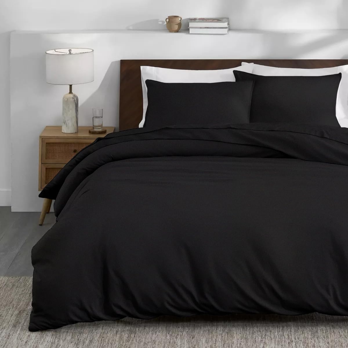 Rohi Flannelette Duvet Cover Set – Soft, Warm & Cozy Brushed Cotton Duvet Set with Pillowcase – Breathable & Hypoallergenic Comfort for Colder Nights with Flannelette Duvet Set (Single, Black)