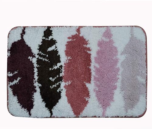 Miniatura 3 de Tapete de baño antideslizante de TPE con diseño de hojas de moda, microfibra suave, colorido, lavable a máquina, tapete de baño con tamaño de 20 x