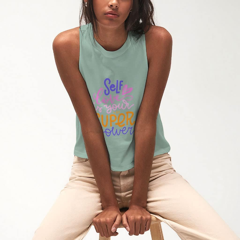Self Love Racerback Cropped Tank - Cute Quote Women's Tank - Printed Tank Top
