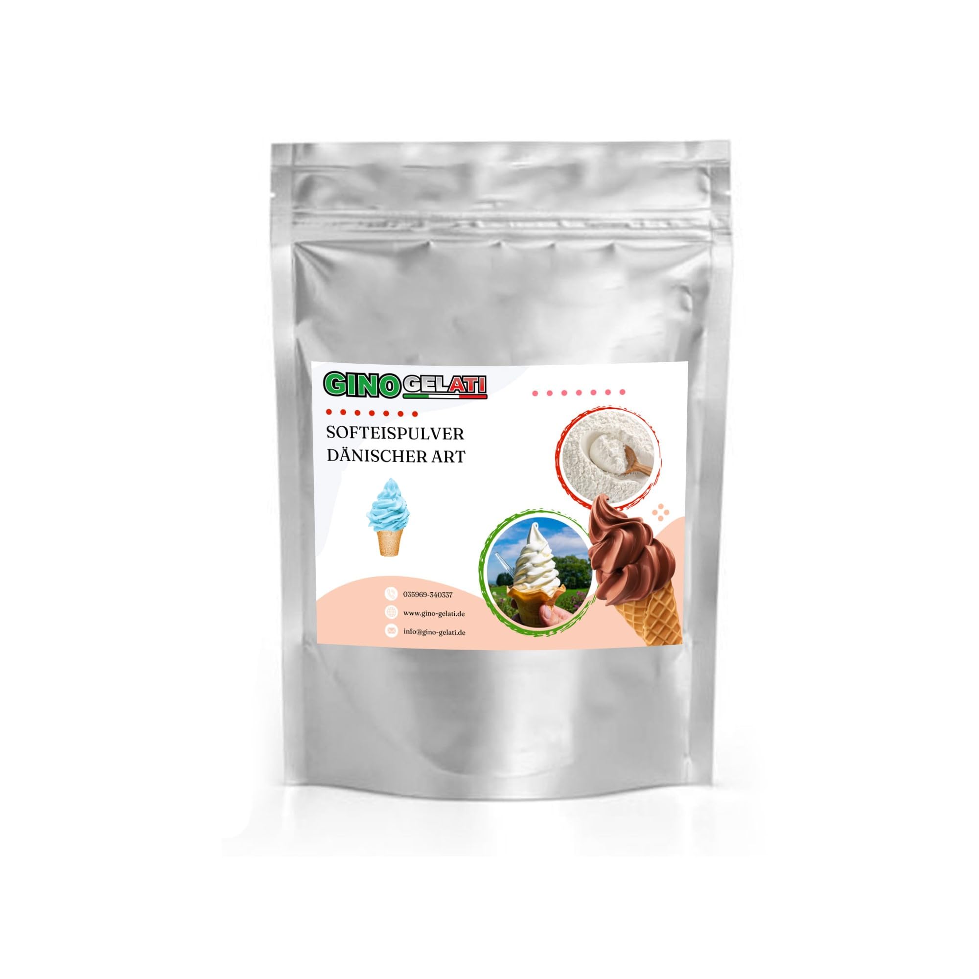 Gino Gelati Dänisches Softeis Pulver, verschiedene Sorten in verschiedenen Größen verfügbar, einfache und schnelle Zubereitung, Made in Germany, Vegan (1 Kg, Schlumpfeis Tutti Frutti Blaues)