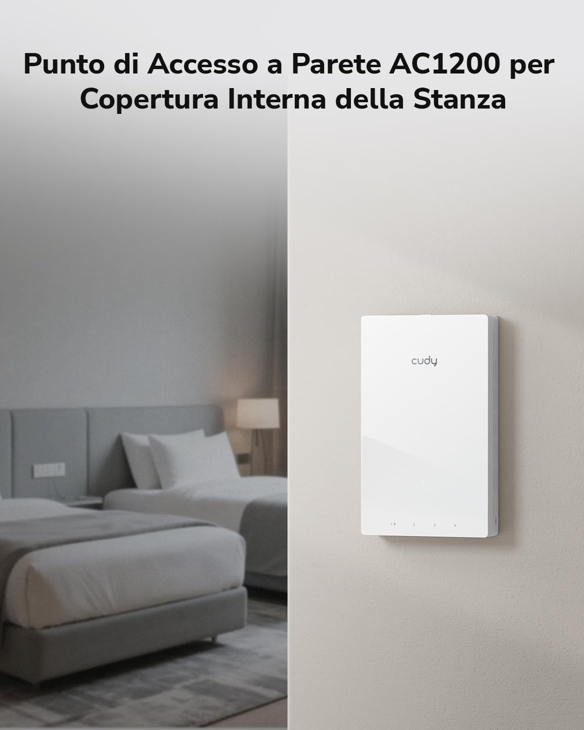 Cudy AP1300 Wall WiFi 5 AC1200 Punto Accesso Wireless In-Wall Gigabit, Supporto AC Controller, MU-MIMO, Alimentazione PoE, Controllo tramite App Cudy o Configurazione Web