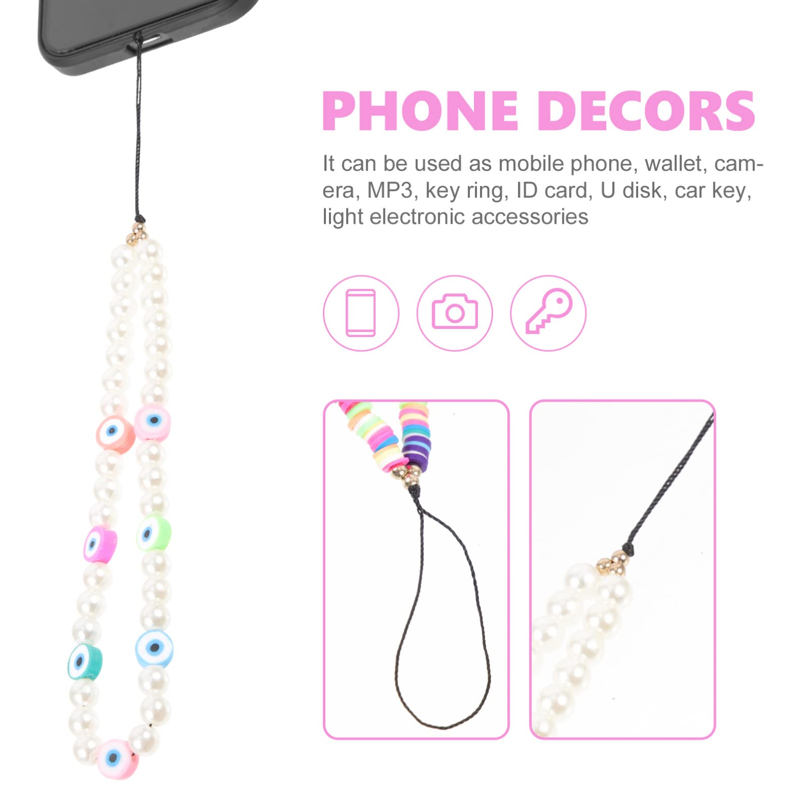 Uonlytech Correas Para Teléfonos Móviles Equipo Pegatinas De Uñas Rosario Encanto Del Teléfono Auto Encantos Poseedor Respiradero Colgante Arcilla Polimérica