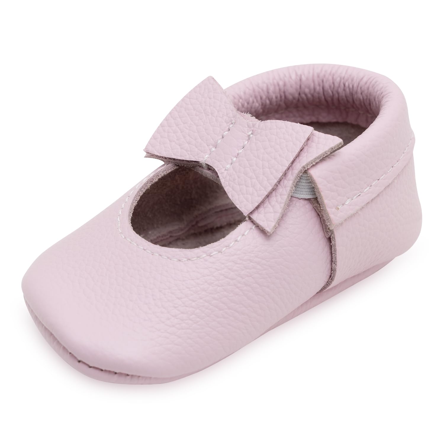 BirdRock Baby Bow and Knot Moccasins - Genuine Leather Baby Girl Shoes (Lavender Bow, US 8)
