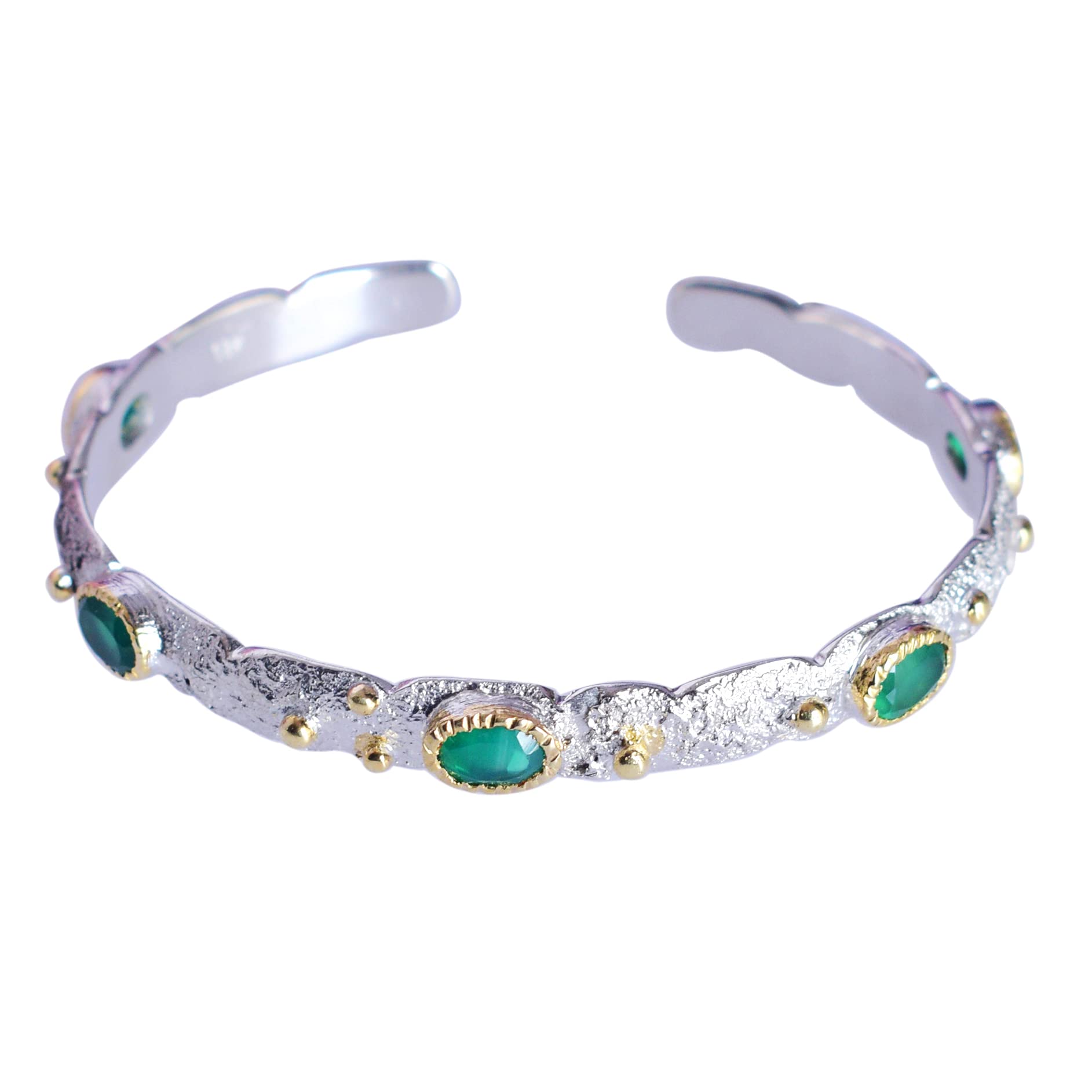 Brazalete de plata de ley 925 maciza de ónix verde, hermosa joya hecha a mano, regalo de cumpleaños, 8 inches, Gema, Ónice verde
