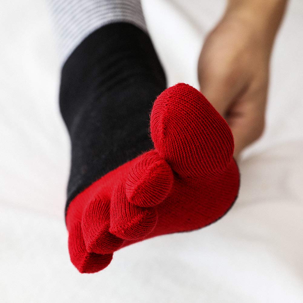 PUTUO Men's Socks with Separate Fingers, Sports Cotton Socks for Men, 5 Toe Socks, 5 Pairs, Multicolor-7-5 Pairs, 5/10 UK 3