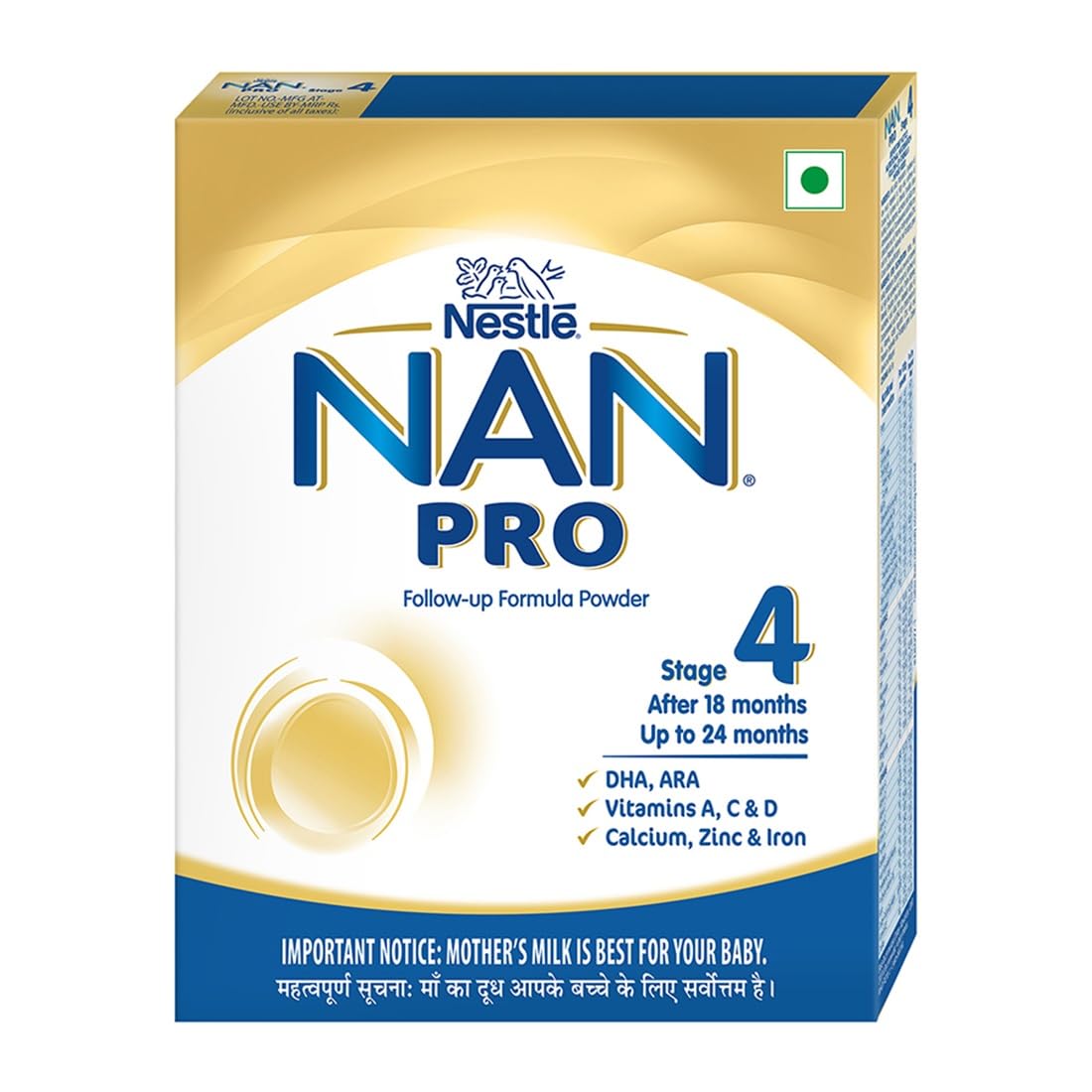 Nestlé NAN PRO 4 Follow-Up Formula Powder After 18 months, Up to 24 months, Stage 4, 400g Pouch in Box